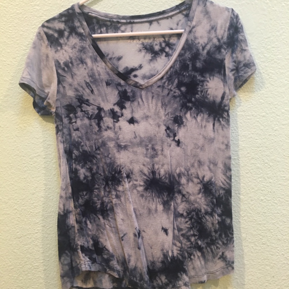 Blue and white tie-dye T-shirt